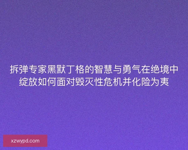 拆弹专家黑默丁格的智慧与勇气在绝境中绽放如何面对毁灭性危机并化险为夷