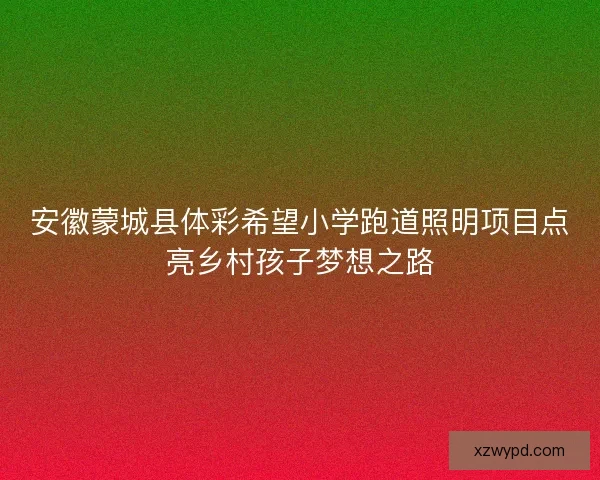 安徽蒙城县体彩希望小学跑道照明项目点亮乡村孩子梦想之路