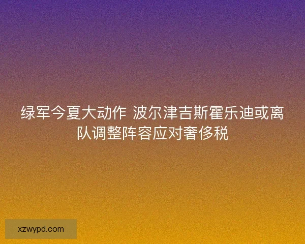 绿军今夏大动作 波尔津吉斯霍乐迪或离队调整阵容应对奢侈税 绿军今夏大动作 波尔津吉斯霍乐迪或离队调整阵容应对奢侈税