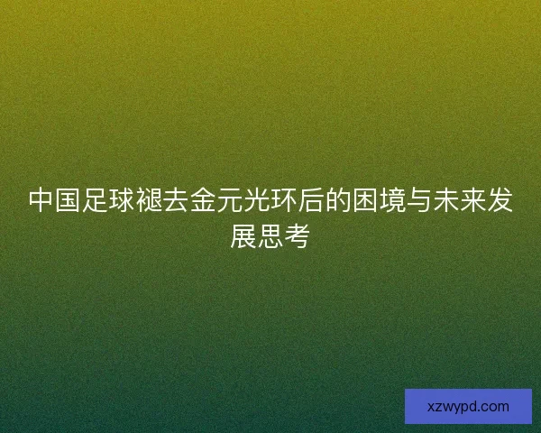 中国足球褪去金元光环后的困境与未来发展思考